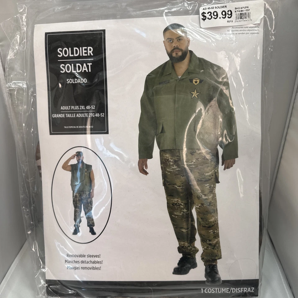 Disfraz de Soldado Militar Mangas Extraíbles Chaqueta Pantalones Adulto Hombre 2XL 48/52 Foto 1 de 4
