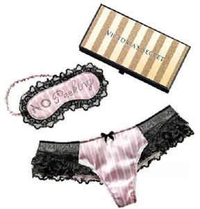 Victoria's Secret Lingerie L No Peeking Eyemask & Ruffle Panty Gift Set In Box - Picture 1 of 8