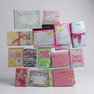 186 Girls Party Invitations 16 Packs Fill-In Style New & Unused Assorted Brands - Picture 1 of 10