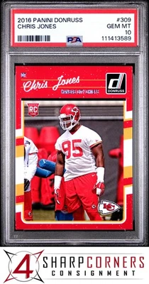 Panini Donruss #309 2016 Chris Jones RC Chiefs PSA 10 Foto 1 de 2