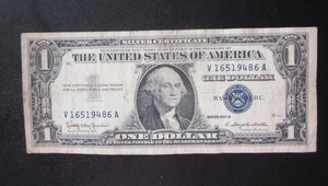Billete de un dólar 1957 B $1 certificado plata antiguo billete fino de Estados Unidos V 16519486 A - Imagen 1 de 2