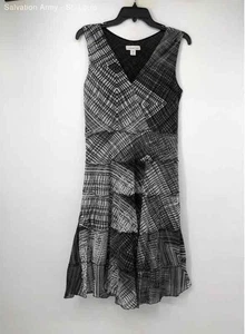 Coldwater Creek Womens Black White Abstract Low-Cut Fit & Flare Dress Sz Medium - Picture 1 of 6