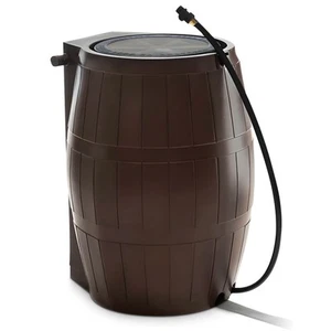 FCMP Outdoor RC4000 50 Gallon Outdoor Rain Water Catcher Barrel Container, Brown - Picture 1 of 10