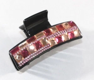 Brand New Black Hair Clip Claw w/Cherry Red Golden Brown and Pink Crystals - Picture 1 of 3