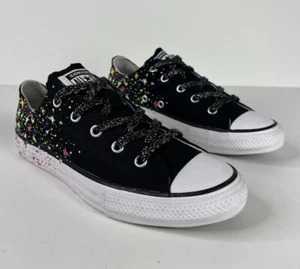 All Stars Converse Chuck Taylors Black W/ Multi Color Splatter Stars Kid Size 3 - Picture 1 of 21