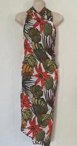 GOTTEX Vintage Naranja/Verde Tropical Floral Bufanda/Envoltura/Pareo. En muy buena condición - Imagen 1 de 7