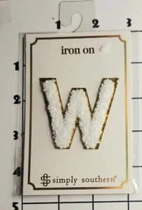 Letter "W" Patch White  2" Glitter Edge Embroidered Chenille Iron on Alphabet - Picture 1 of 1