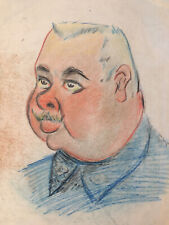 beau Dessin 1920 Crayon Couleur Portrait Homme Papier Début Xxe A Identifier