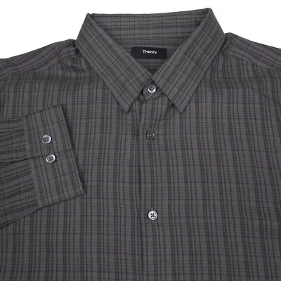 $225 Camisa de Franela Arco Irving a Cuadros Gris Oliva Teoría Franela Para Hombres Talla 2XL Foto 1 de 4