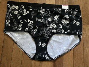 Plus 18/20 Lane Bryant Cacique Full Brief Cotton Panty Black Gray White Daisy - Picture 1 of 6