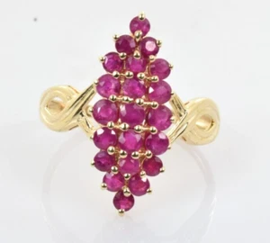 Ruby Cluster Ring in 10k Yellow Gold Size 9 - Picture 1 of 4