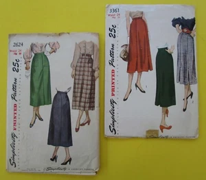 Vintage Lot (2) SIMPLICITY Printed Patterns #2624+#3361 SKIRTS Waist 24/ Hip 33 - Picture 1 of 3