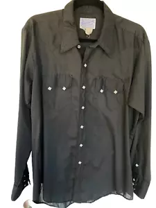 Rockmount Ranchwear Western Hemd SCHWARZ Vintage Pearl Snap Sawtooth USA Large? - Bild 1 von 9