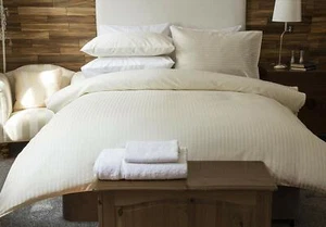 Belledorm 540 Thread Count Egyptian Cotton Satin Stripe Bed Linen In Ivory - Picture 1 of 2