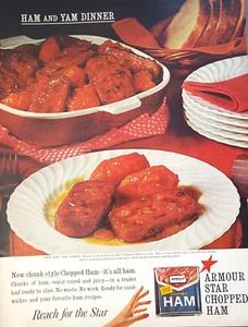 PRINT AD Armour Star Chopped Ham 1962 10x13 Chunk Style Ham and Yam Dinner - Picture 1 of 1