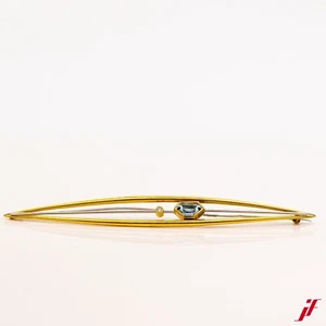 Brooch Pin 18K Yellow Gold White Gold Diamonds Aquamarine - Value 4,000 € - Picture 1 of 2