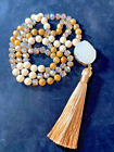 Natural Stone & Crystal Tassel 108 Bead Mala, Meditation, Prayer, Yoga Beads