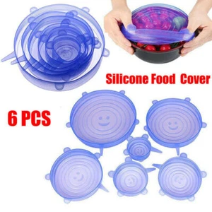 6PCS Stretch Reusable Silicone Food Saver Cover Seal Insta Lids Bowl Wraps AU - Picture 1 of 12