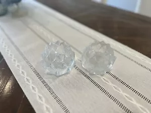 Orrefors Crystal Sweden Firefly Artichoke Candle Holder. Pair Of 2 - Picture 1 of 8