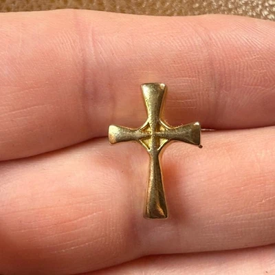 Prendedor de solapa de cruz dorada vintage religioso estilo Ankh fe cristiana coleccionable Foto 1 de 4