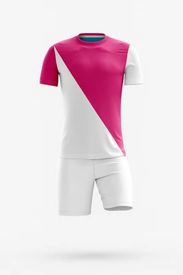 男式足球球衣和短裤套装 | 粉色白色足球套装制服运动服 — 第 1/3 张图片