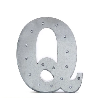 1.7 ft Silver Light Up Letter Q Metal Marquee Signs Party Backdrop Supplies - Image 1 of 4