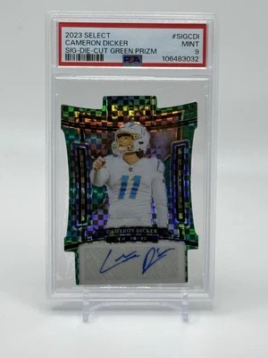 2023 Select CAMERON DICKER Signatures Die Cut Green Prizm AUTO #3/5 - PSA 9 - Image 1 of 2