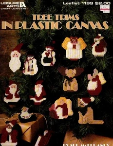 VINTAGE 1989 LEISURE ARTS TREE TRIMS IN PLASTIC CANVAS 14 ORNAMENT DESIGNS - Picture 1 of 1