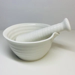 Portmeirion Sophie Conran weiß Kräuselung Keramik Stößel & Mörser - Bild 1 von 19
