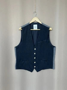 Eleventy Linen/Cotton Vest Mens Size 56 L Gray Sleeveless Gilet - Picture 1 of 14