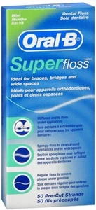 Oral B Super Dental Floss Precut Strands Clean Remove Plaque Mint 50ct 3 Pack - Picture 1 of 8