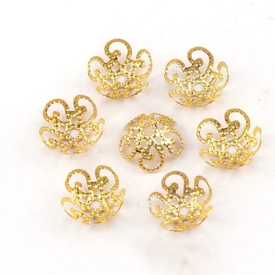 500 tapas de cuentas de flores de filigrana dorada de 5 pétalos de 10 mm para encontrar joyas de cuentas de 10-12 mm Foto 1 de 4