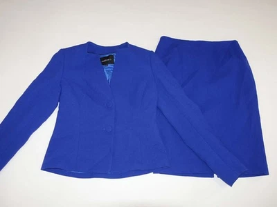 Traje Falda Para Mujer Lafayette 148 New York Talla 0/2 Azul Real 100% Lana Usado en Excelente Condición Foto 1 de 4