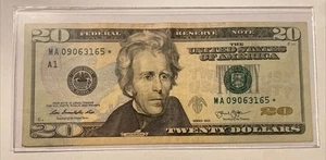 US Fancy Star Error Note Serial Twenty Dollar Replacement Duplicate Ink Fed $20 - Picture 1 of 2