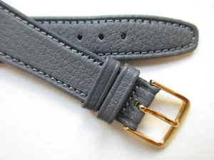 Grey Gray WATERPROOF plain 18 MM leather 1980's watch band strap - Picture 1 of 6