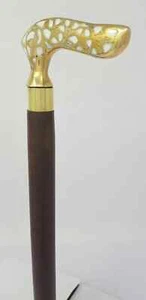 Victorian Style Designer Brass Handle Antique Walking Stick Wooden Nautical Cene - Picture 1 of 5