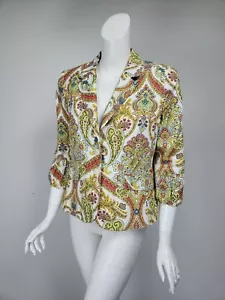 Robert Graham weiß grün/blau/koralle Paisleymuster Baumwolljacke Gr. 10 - Bild 1 von 4