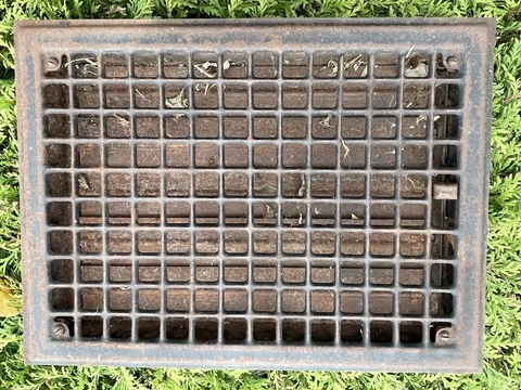 Steel Louvered GRATE Ornate Victorian Furnace HEAT Antique Window Vent Cover