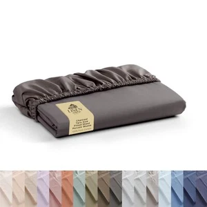 100% Cotton Percale Weave Fitted Sheet Twin Size Charcoal 1 Deep Pocket Fitte... - Picture 1 of 7