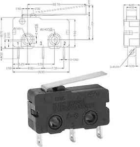 AC 250V 5A SPDT 1NO 1NC Short Straight Hinge Lever Mini Micro Switch* - Picture 1 of 5