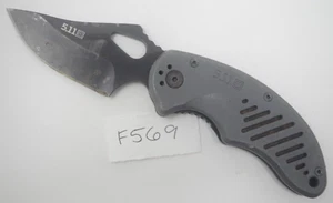 5.11 Min-Pin Pocket Knife Gray Clip Point Plain Edge Blade Tactical Folderd - Picture 1 of 7