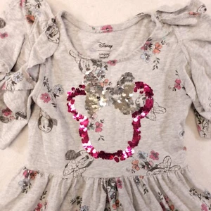 Disney Minnie Mouse Short Sleeve Casual Dress Youth Size 5 Gray - Picture 1 of 10