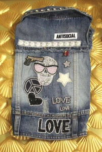 2782 Angeldog Hundekleidung Jeansweste JeansJacke Hund RL33 GR:M Baby - Bild 1 von 1