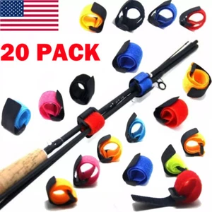 20x Fishing Rod Tie Strap Tackle Wrap Band Fish Pole Holder Fastener USA - Picture 1 of 22