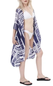 Save the Ocean Women's Lightweight Printed Woven Cover up Navy And White $59.50 - Picture 1 of 6