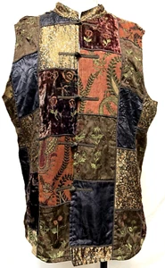 Coldwater Creek patchwork jacquard damask knot button down Vest Size Sz 1X XL - Picture 1 of 19