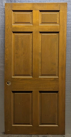 36"x82" Antique Vintage Old Solid Wood Wooden Interior Pantry Door 6 Flat Panels Cover