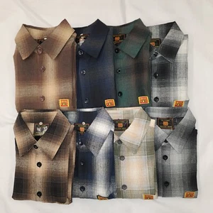 FB County Short Sleeves Checker Flannel Shirts Button-up - Picture 1 of 16