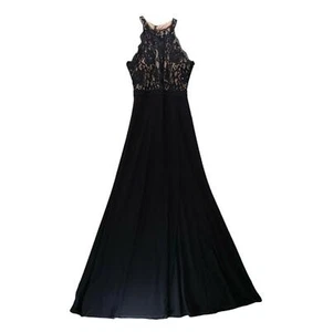 Morgan Co Womens Dress Black Lace Illusion Formal Gown Sleeveless Juniors Size 1 - Picture 1 of 12