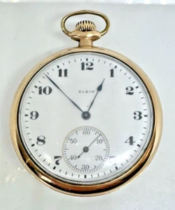 Elgin Pocket Watch 12S 17j Grade 345 Fahy's Montauk 20y Gold Fill Engraved Case - Picture 1 of 9